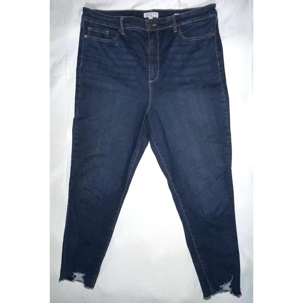 Sofia Jeans Vergara Rosa Curvy Ankle Dark Wash High Rise Raw Hem Women’s Size 16